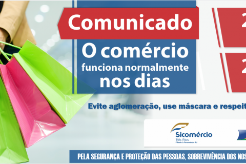 Funcionamento do comercio nos dias 21 e 23 de abril