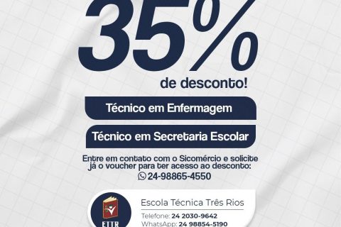 Escola Técnica Três Rios oferece descontos de até 35% para associados