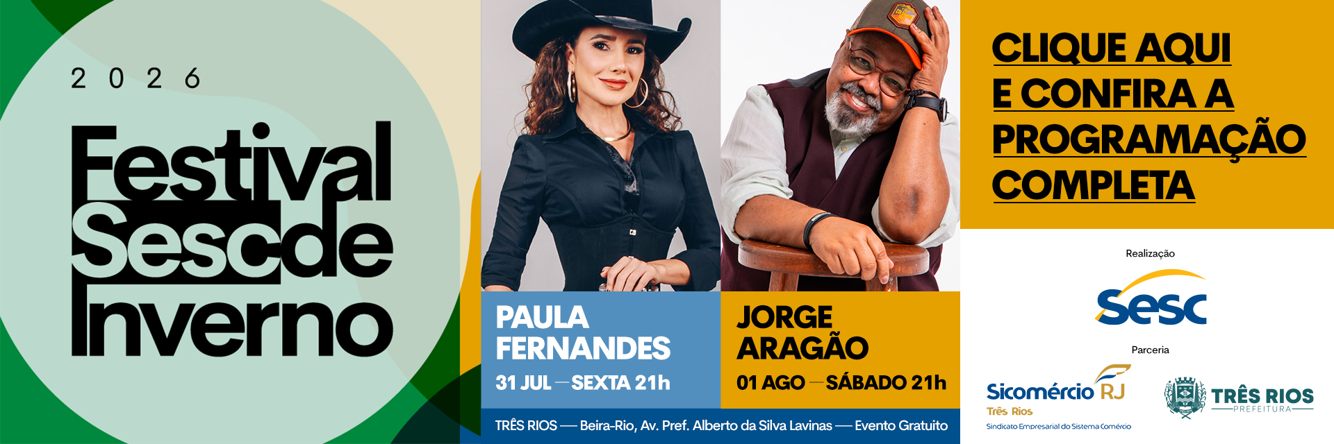 Festival Sesc de Inverno 2026 em Três Rios